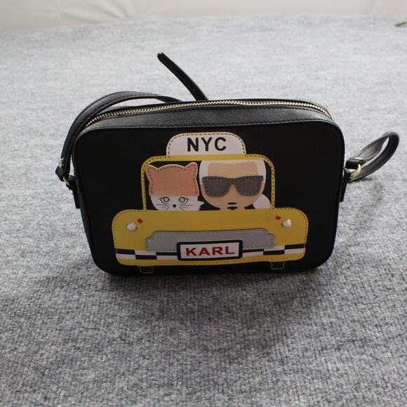 Karl Lagerfeld Crossbody Bag Maybelle Taxi Camera Bag Cat Purse Adjustable Strap - Picture 1 of 14